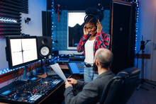Sound Operator And Female Singer, Recording Studio
