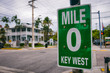 Mile Marker 0 (zero) sign marking the start of US Route 1, the highway that runs on the East Coast from Florida to the Canadian border in Maine in Key West