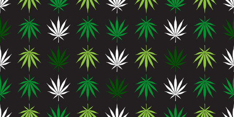 Wall Mural - Marijuana seamless pattern vector cannabis weed leaf repeat wallpaper tile background scarf isolated plant