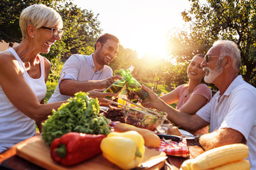 Sticker - Family having  lunch at summer party