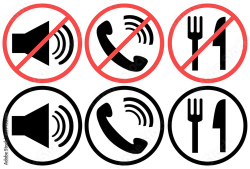 食事 通話 サウンド 騒音 使用 使用禁止 アイコン イラスト 注意 Buy