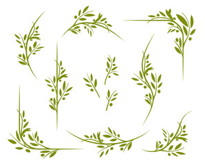 Wall Mural - Olive tree border set. Vector element ready for your design. EPS10.	