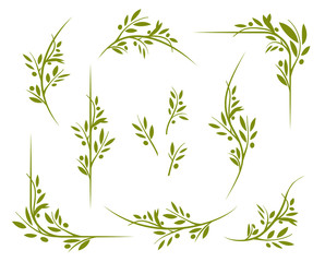 Olive tree border set. Vector element ready for your design. EPS10.	