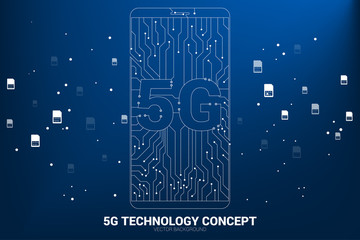 Poster - Vector 5G dot connect line circuit board style mobile phone icon. Concept for data transfer of mobile data network.