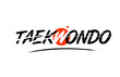 taekwondo word text logo icon with red circle design
