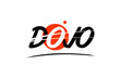 dojo word text logo icon with red circle design