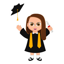 Cute Graduated Girl Image. Vector Illustration Design