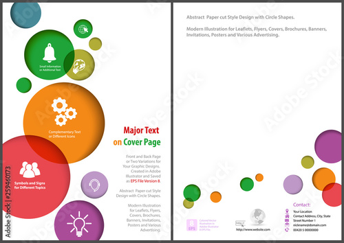 Modern Flyer Template with Colorful Circles with 3D Shadows on White Backgrou...