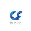 cf c f circle lowercase design of alphabet letter combination with infinity suitable as a logo for a company or business - Vector