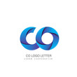 co c o circle lowercase design of alphabet letter combination with infinity suitable as a logo for a company or business - Vector