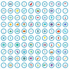 Poster - 100 physics icons set in cartoon style for any design vector illustration