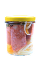 Sticker - czech pickled sausages in vinegar isolated