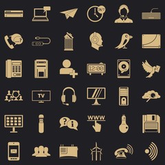 Poster - Global communication icons set. Simple style of 36 global communication vector icons for web for any design
