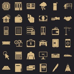 Poster - Credit card icons set. Simple style of 36 credit card vector icons for web for any design