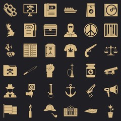 Poster - Crime investigation icons set. Simple style of 36 crime investigation vector icons for web for any design