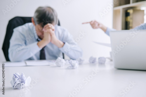 Fotografía Boss and executive team feeling stress and serious of fail business, Team disput