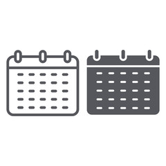 Poster - Calendar line and glyph icon, reminder and date, schedule sign, vector graphics, a linear pattern on a white background.