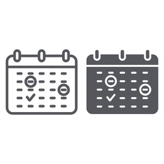 Poster - Important date line and glyph icon, month and day, calendar sign, vector graphics, a linear pattern on a white background.
