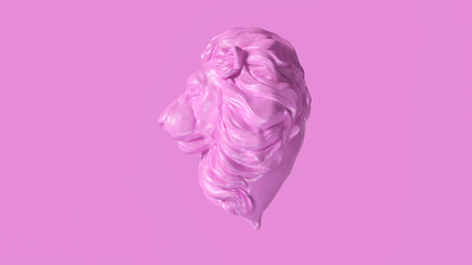 Wall Mural - Pink Adult Male Lion Bust Sculpture Front 3d 