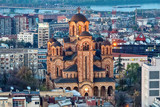 Fototapeta Londyn - Belgrade, Serbia March 31, 2019: Saint Marko Church in Belgrade photographed from the air.