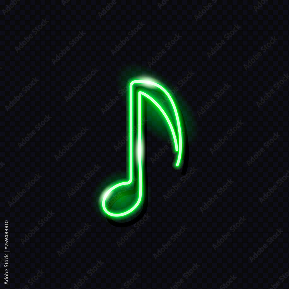 Vetor do Stock Neon musical note isolated on dark background. Design  element for music concept: logo, banner, flyer. Vector 10 EPS illustration.  | Adobe Stock, image size:1000x1000