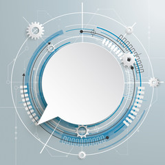Wall Mural - circle speech bubble gear construction circuit board