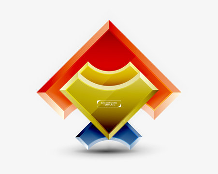 3d futuristic shapes vector abstract background made of glossy pieces with light effects