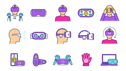 Sticker - Virtual reality color icons set