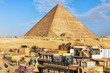 Giza town in front of the Pyramid of Cheops, Egypt