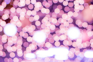 Wall Mural - Blurred and bokeh pink led lighting of Valentine's night party in full screen background.