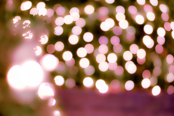 Wall Mural - Blurred and bokeh pink led lighting of Valentine's night party in full screen background.