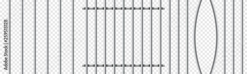 Fotomural Set of realistic prison metal bars isolated on transparent background