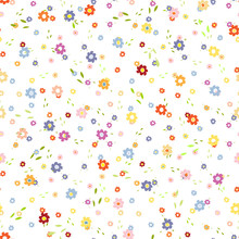Flat Cartoon Tiny Wild Flowers On Stripped Background Seamless Vintage  Vector Pattern Isolated