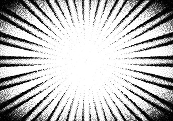 Wall Mural - Abstract sun rays with dotwork retro or tattoo style