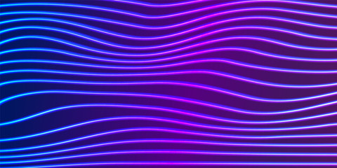 Poster - Neon lines background with glowing 80s new retro vaporwave or synthwave style