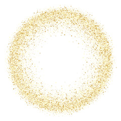 Wall Mural - Gold sparkles glitter dust metallic confetti vector frame border background.