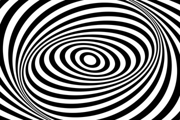 Op art design. Swirl movement illusion. Oval lines pattern and texture.