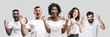 © master1305 - The collage of faces of surprised people on white studio backgrounds. Human emotions, facial expression concept. Collage of astonished men and women.