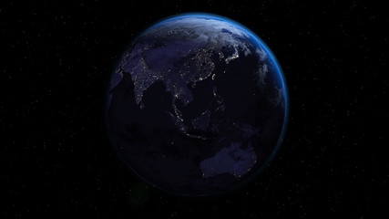 Wall Mural - planet earth with city lights in space with stars.