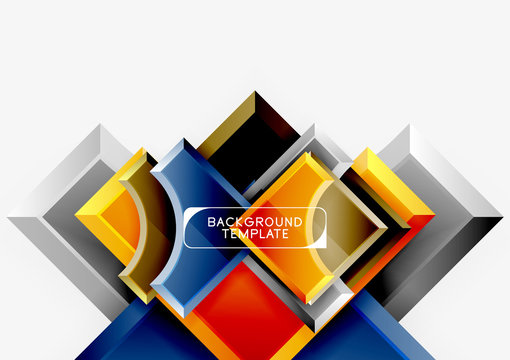 3d futuristic shapes vector abstract background made of glossy pieces with light effects