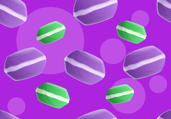 Poster - Tasty macaroon pattern. Cartoon illustration of tasty macaroon vector pattern for web design