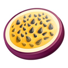 Poster - Cutted maracuja icon. Cartoon of cutted maracuja vector icon for web design isolated on white background