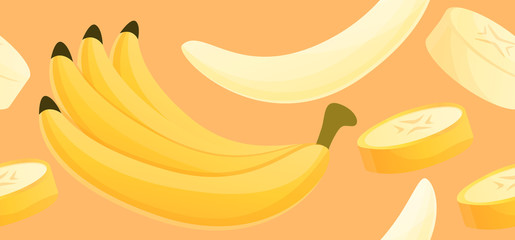 Poster - Fresh banana pattern. Cartoon illustration of fresh banana vector pattern for web design