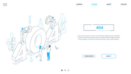 Aufkleber - Error 404 page - line design style isometric web banner