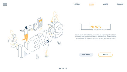 Aufkleber - News concept - line design style isometric web banner