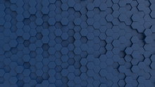 Hexagonal Dark Blue Background Texture. 3d Illustration, 3d Rendering