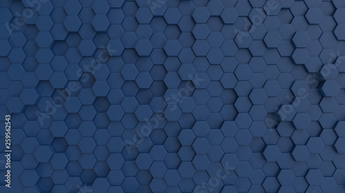 Plakaty niebieskie  szesciokatne-ciemnoniebieskie-tlo-tekstury-ilustracja-3d-renderowanie-3d