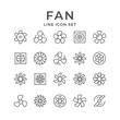 Set line icons of fan