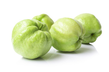 Wall Mural - Closeup top view fresh guava fruit isolated on white background, healthy concept