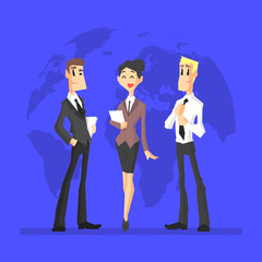 Sticker - Business People, Cheerful Businessmen and Businesswoman Office Characters Vector Illustration